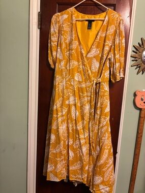 Yellow Floral Wrap Dress